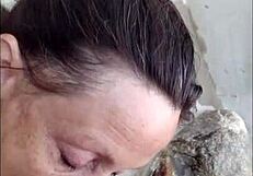 POV Hotwife Candi Annie Milks Cock at Nudist Resort Pool