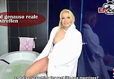 Busty 18yo brunette student showcases natural tits and big nipples in colorful socks