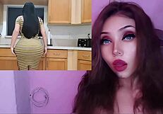 madrastra caliente cogiendo con su hijastro pervertido en la cocina, orgasmos y creampie