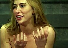 Gagged blonde THROAT FUCKED