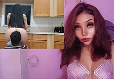 madrastra caliente cogiendo con su hijastro pervertido en la cocina, orgasmos y creampie