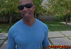 Tight teen cunt oozes while fucked by huge monster cock in interracial blowjob.