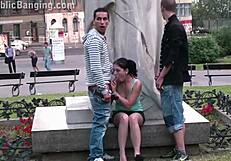 Public Sex Threesome In The Center Of A City With A Young Cute Teen Girl