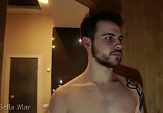 Man, this curvy hottie is banging a stranger in a public sauna!