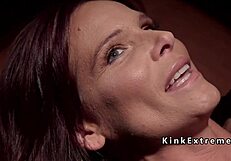 The Hot Bound Slave Is Tied Up, Getting Her Ass Fucked Hard While The Lezdom Fingers Her Anally In This Intense Session.