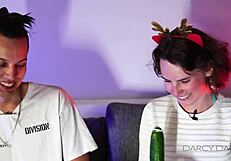 Student and teacher play strip game on ps4 with clothes ripped