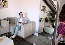 Temptress bratty step-sis ohana petite 18+ allows stepbro pov deepthroat and cum facial.