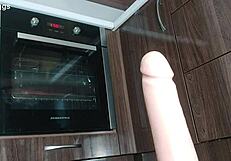 Big Dildo Stretches Hairy Pussy With Intense Fisting