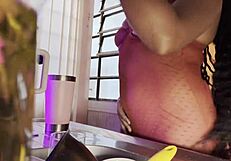 Beautiful Girl Strips and Rips Clothes for Shaved Pussy Play