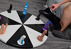 Wheel of Dildos Wife Aims for Anal Orgasm Win