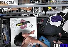 step mom and daughter fuck mall cop in taboo threesome