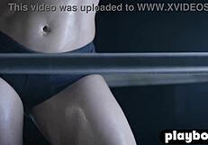 Stunning curvy babes posing in the gym