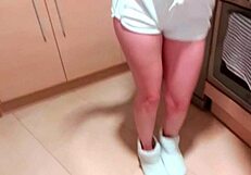 Teen 18+ Gets Creampied by Lucky Guy in Kitchen Homemade Clip.