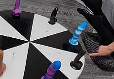 Wheel of Dildos Wife Aims for Anal Orgasm Win