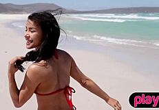 I can’t believe how these petite Asian and Ukrainian babes stripped at the beach
