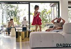 slutty gf sucks cock then stripteases for friend