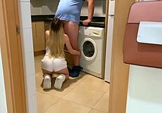 Teen 18+ Gets Creampied by Lucky Guy in Kitchen Homemade Clip.