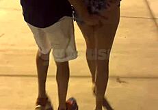 Married Latina Flashes Pussy At Club, Fucks Two Young Guys On Street