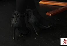 alluring femdoms filming wanking guy in humiliation