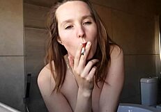 hey cutie, wanna watch this horny brunette light up a smoke?