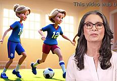 Mom And Stepson Play Football In Europe