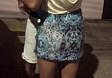 Married Latina Flashes Pussy At Club, Fucks Two Young Guys On Street