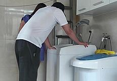 housewife teases technician with wet vagina during quickie