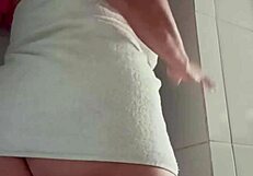 maestra shows off lingerie while bent over teasing