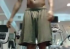 Sexy Mature Woman Performs Pole Dance in Gym Dorm