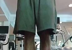 Sexy Mature Woman Performs Pole Dance in Gym Dorm