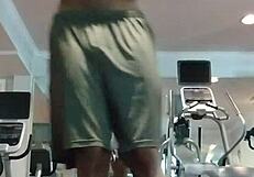 Sexy Mature Woman Performs Pole Dance in Gym Dorm