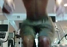 Sexy Mature Woman Performs Pole Dance in Gym Dorm