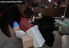 Two Pretty Girls Suck and Fuck My Dick in Roblox Condo Game