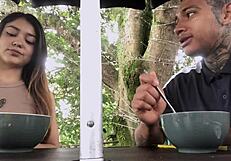 Latina Tattoo Babe Seduces and Sucks Deep