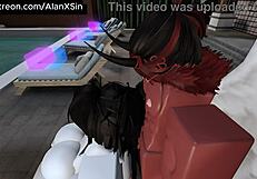 Two Pretty Girls Suck and Fuck My Dick in Roblox Condo Game