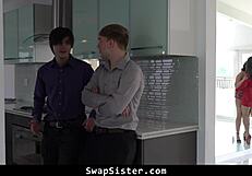 pervert stepbros swap and doggystyle their smoking hot stepsisters in orgy