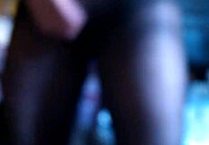 Man CUMS in black pantyhose during masturbation