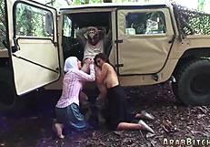 Wow, the Muslim babe discovers penis home away from home!