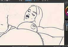 I painted ebony big titties in a speed art session