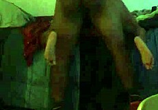 Ebony rides big black cock intensely.