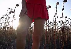 Hot milf in short skirt teases her sexy thong ass outdoors