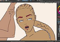 I painted ebony big titties in a speed art session