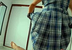 Watch this Mexican girl in uniform ride that huge cock hard!