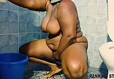 African bbw experiences monster cock fuck in front of mirror