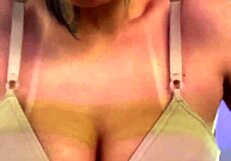 Tanned Amateur Strips in Gym, Sweat Dripping from Wet Pussy