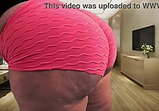 Latina stepmom's magical ass bounces in red thong.