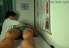 Patient gets hard in front of Latina nurse. She handles his big problem.