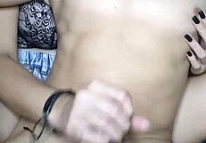 Debora Prado Sits Behind And Masturbates My Monster Cock With Lubricant And Black Nails