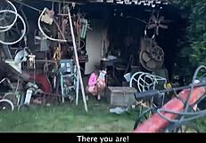 young debtor shows collector her real squirt in outdoor sex