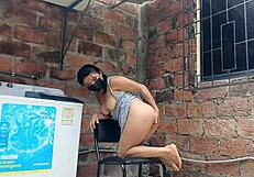 My Slutty Neighbor In The Yard Showing Her Pussy Under Her Dress